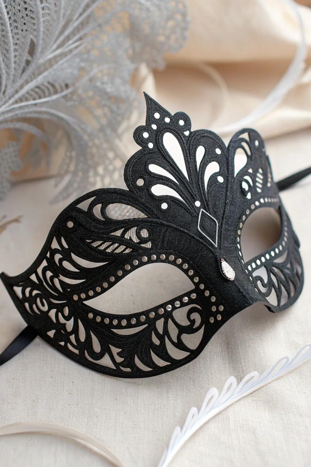 Discover the art of elegance with these handcrafted lace-inspired paper masks.