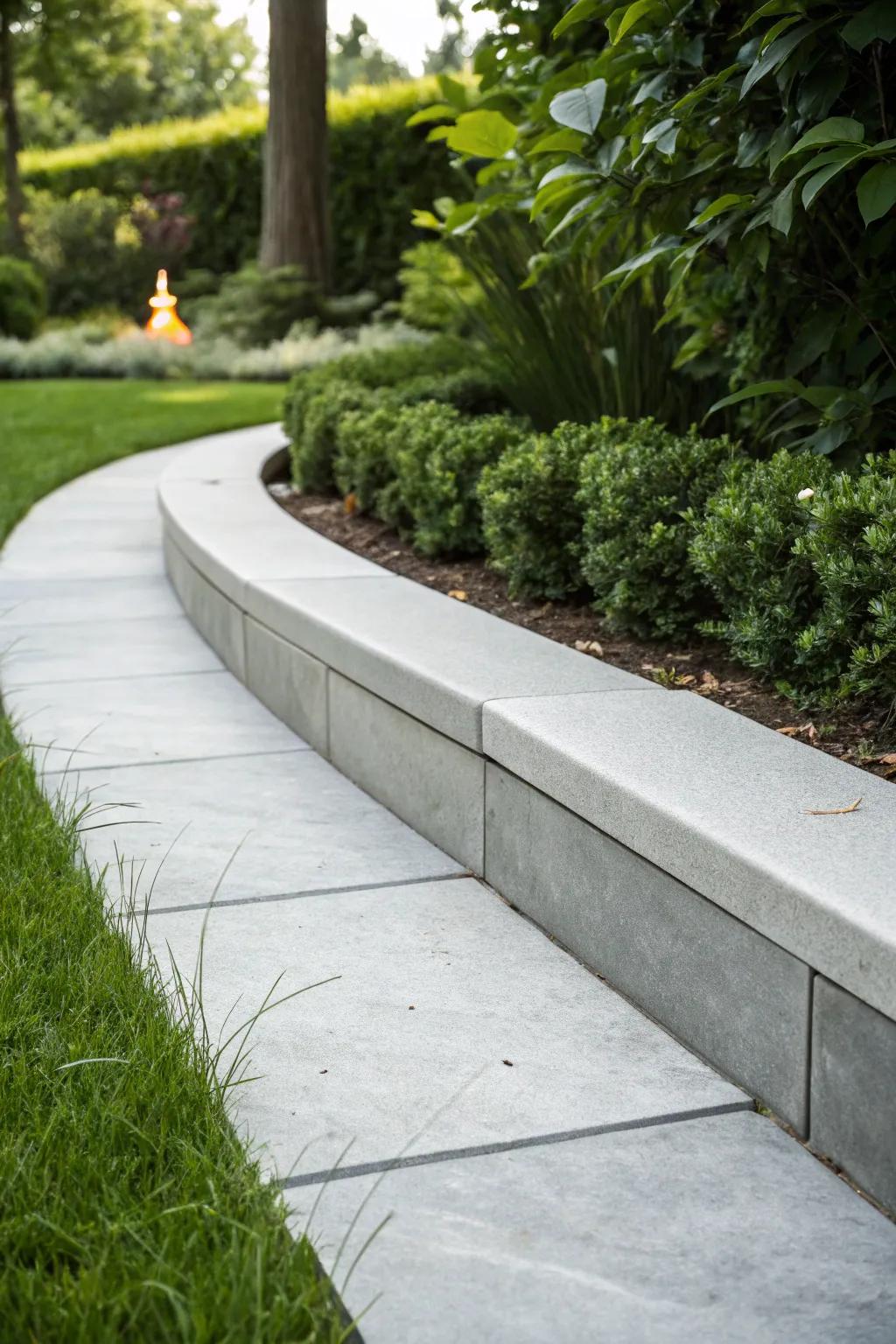 Elevate your outdoor space with the sleek sophistication of a modern concrete paver border.