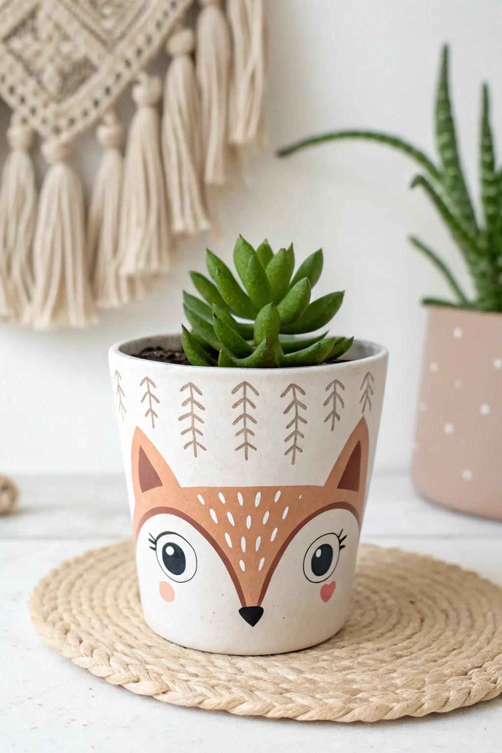 Bring a touch of playful charm to your space with these adorable animal face plant pots!