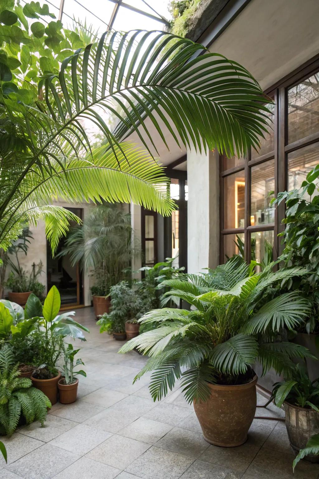 Lush greenery adds a touch of the tropics.