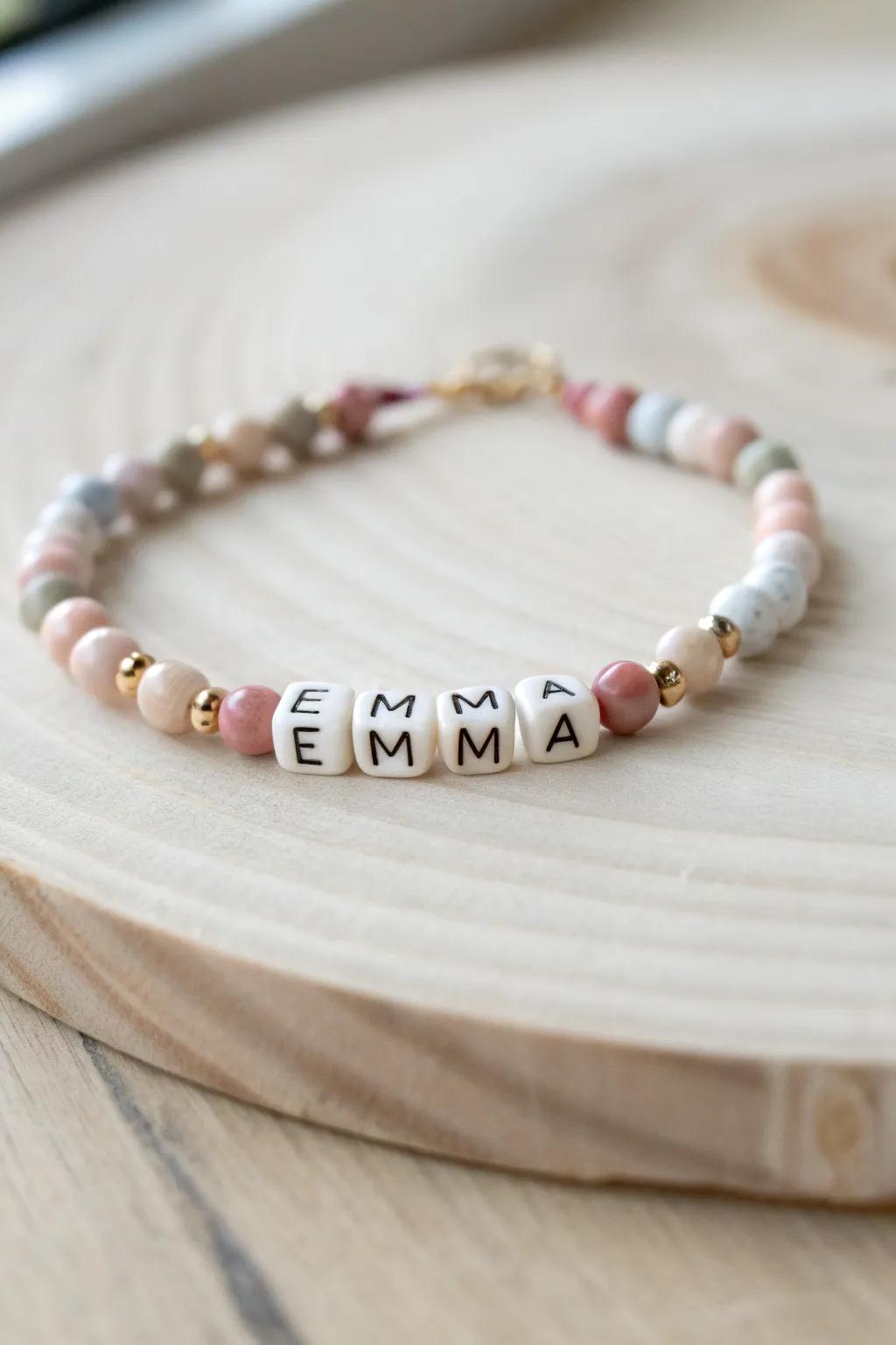 Wear your story with elegance: Personalized clay bead bracelet that speaks your name.