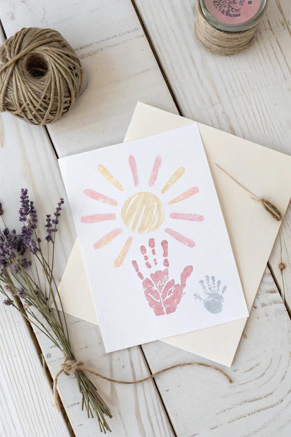 Brighten Mom's Day with a Handprint Sunshine Card - Simple, Sweet, and Full of Love!