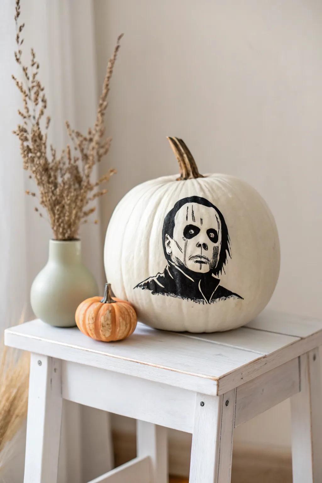 Unleash your creativity with a minimalist twist on horror! This spooky pumpkin design brings a touch of elegance to Halloween decor. 🎃✨