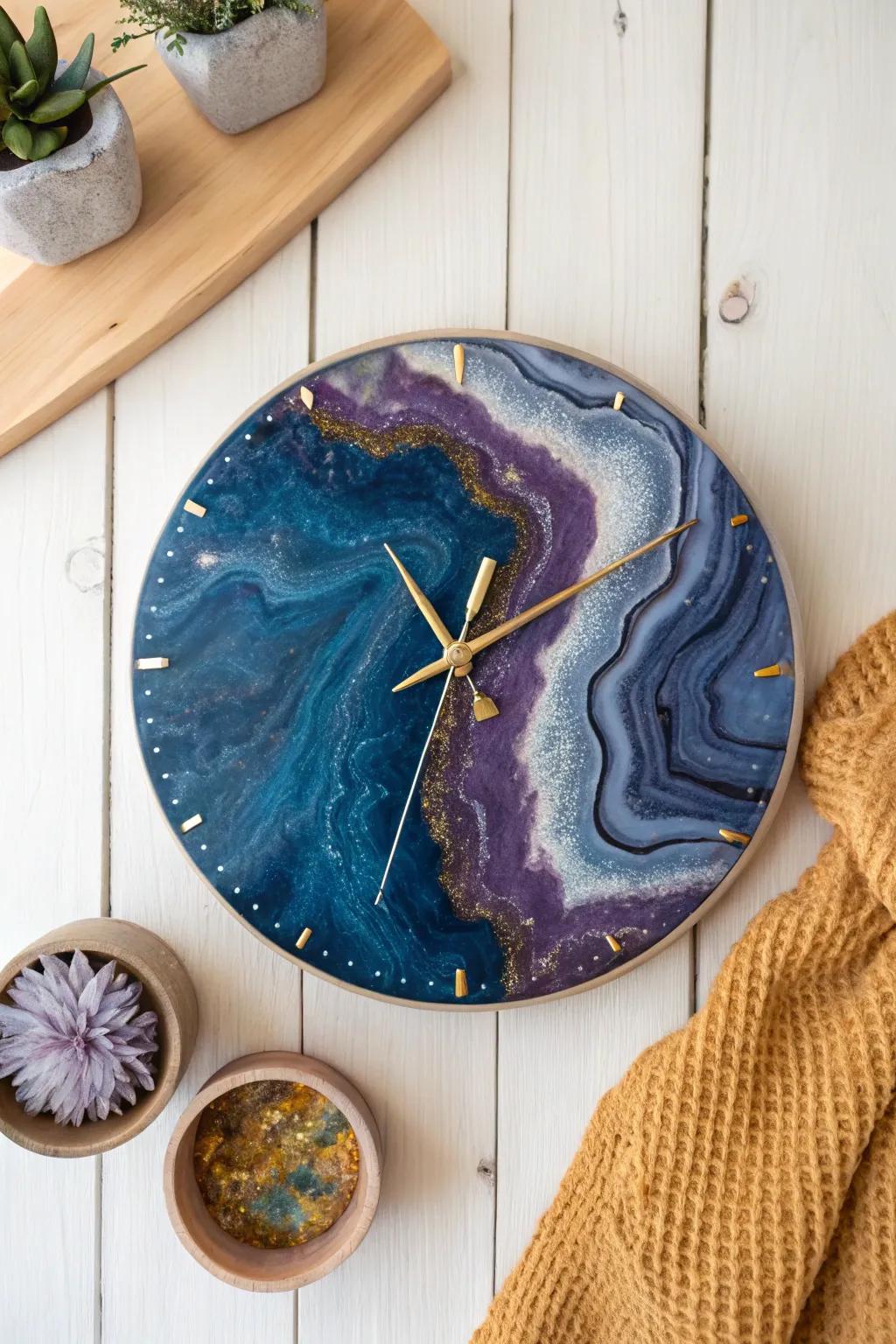 Elevate your space with the timeless elegance of a geode-inspired resin clock.