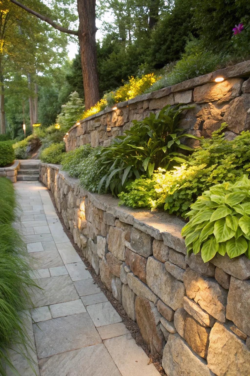 Transform your outdoor space with a beautifully crafted retaining wall that blooms with life.