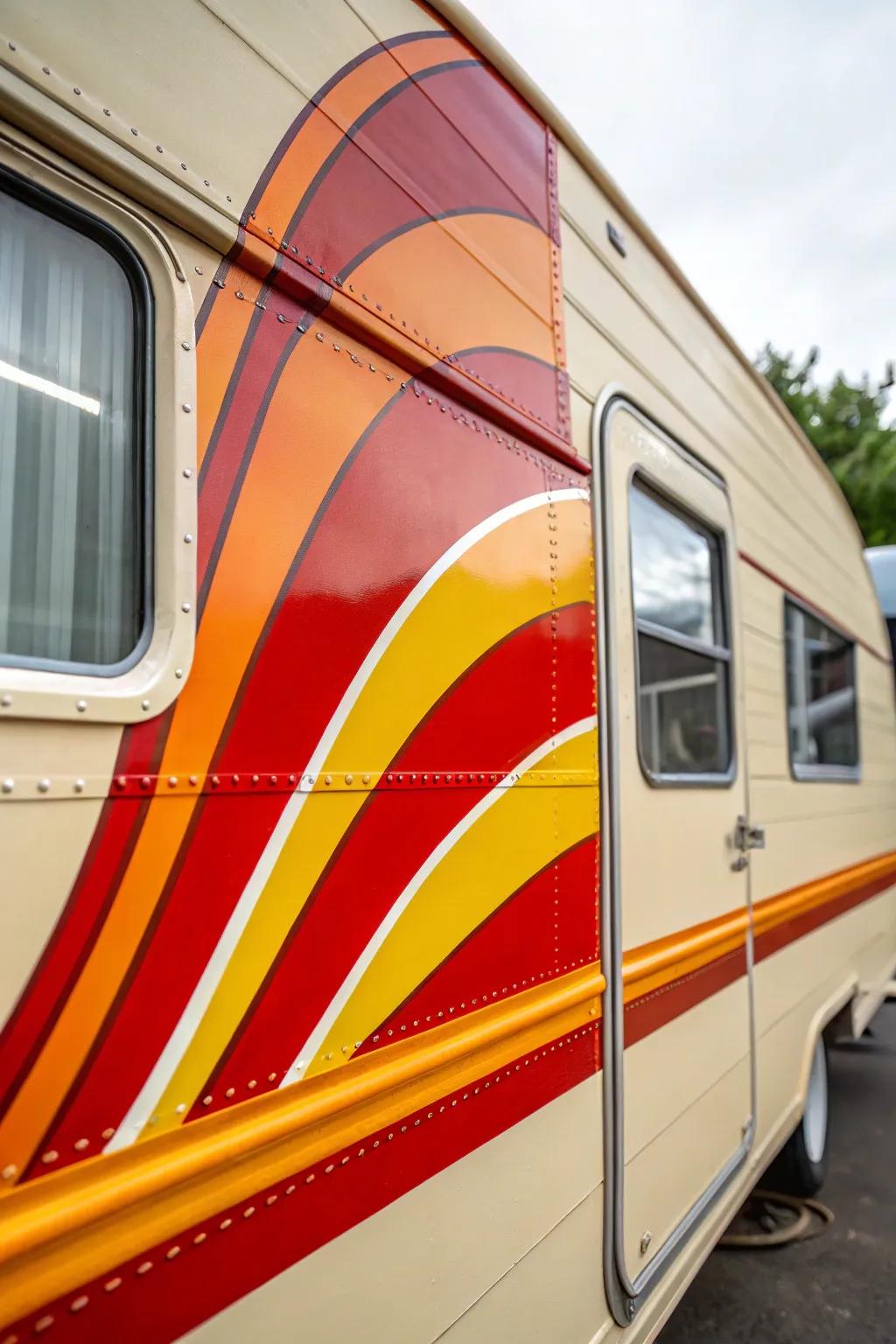 Transform your camper into a work of art with bold stripes that turn heads at every stop.