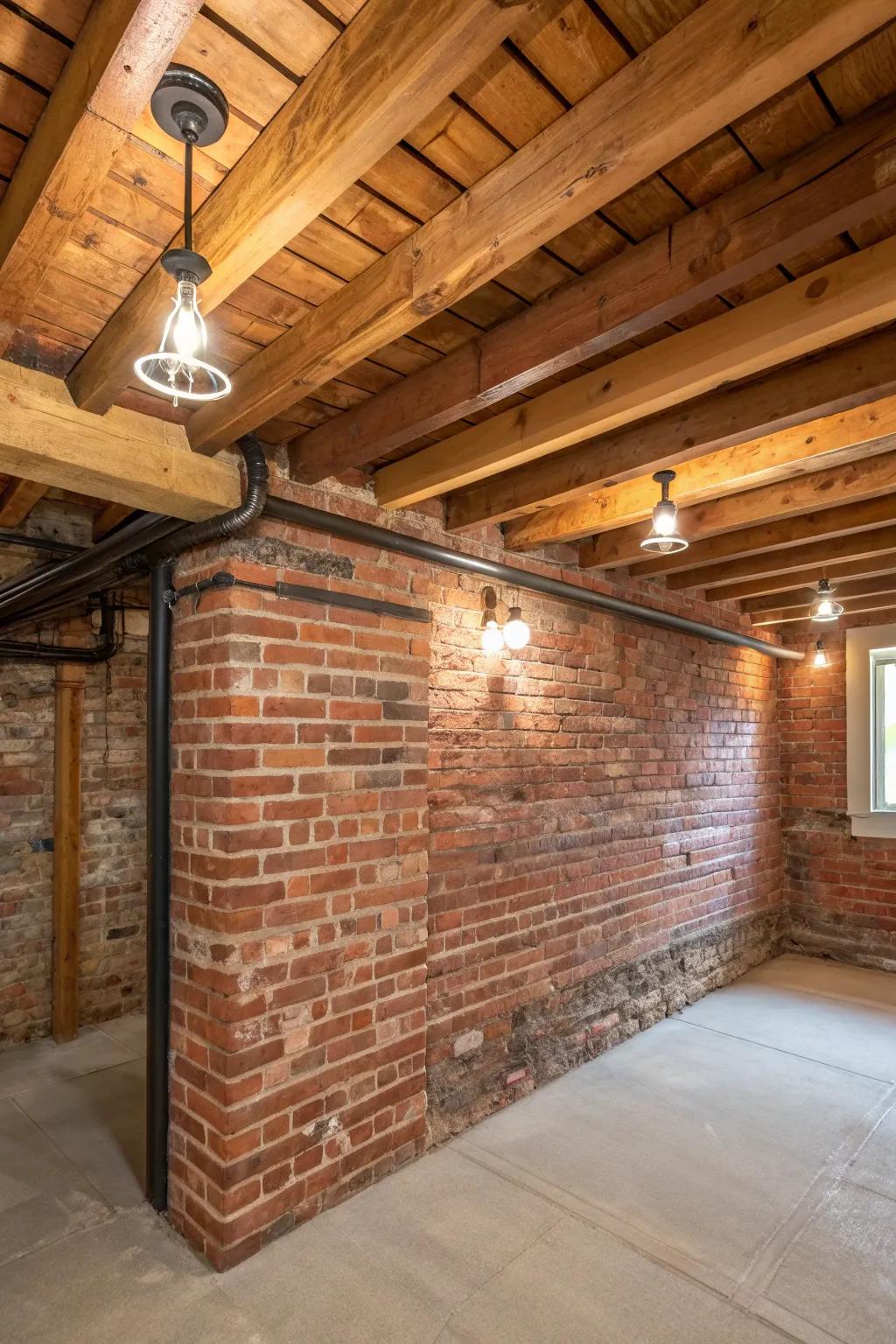 Embrace the warmth of rustic charm with exposed brick elements.