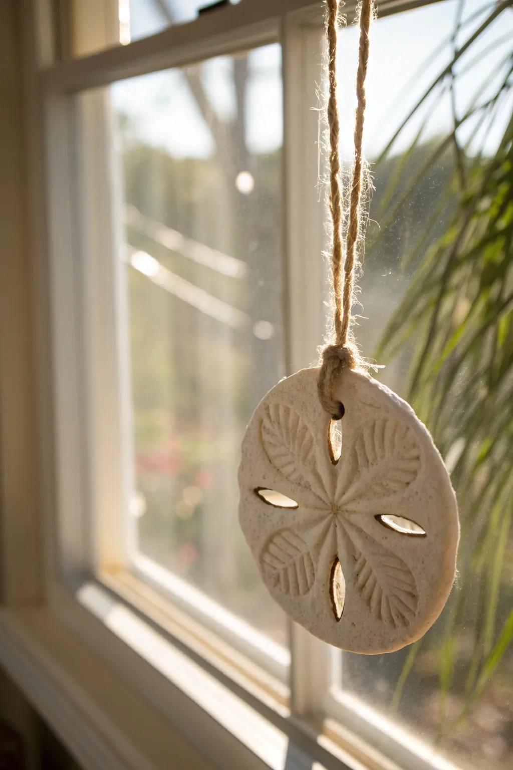 Capture the essence of coastal elegance with handcrafted sand dollar ornaments.