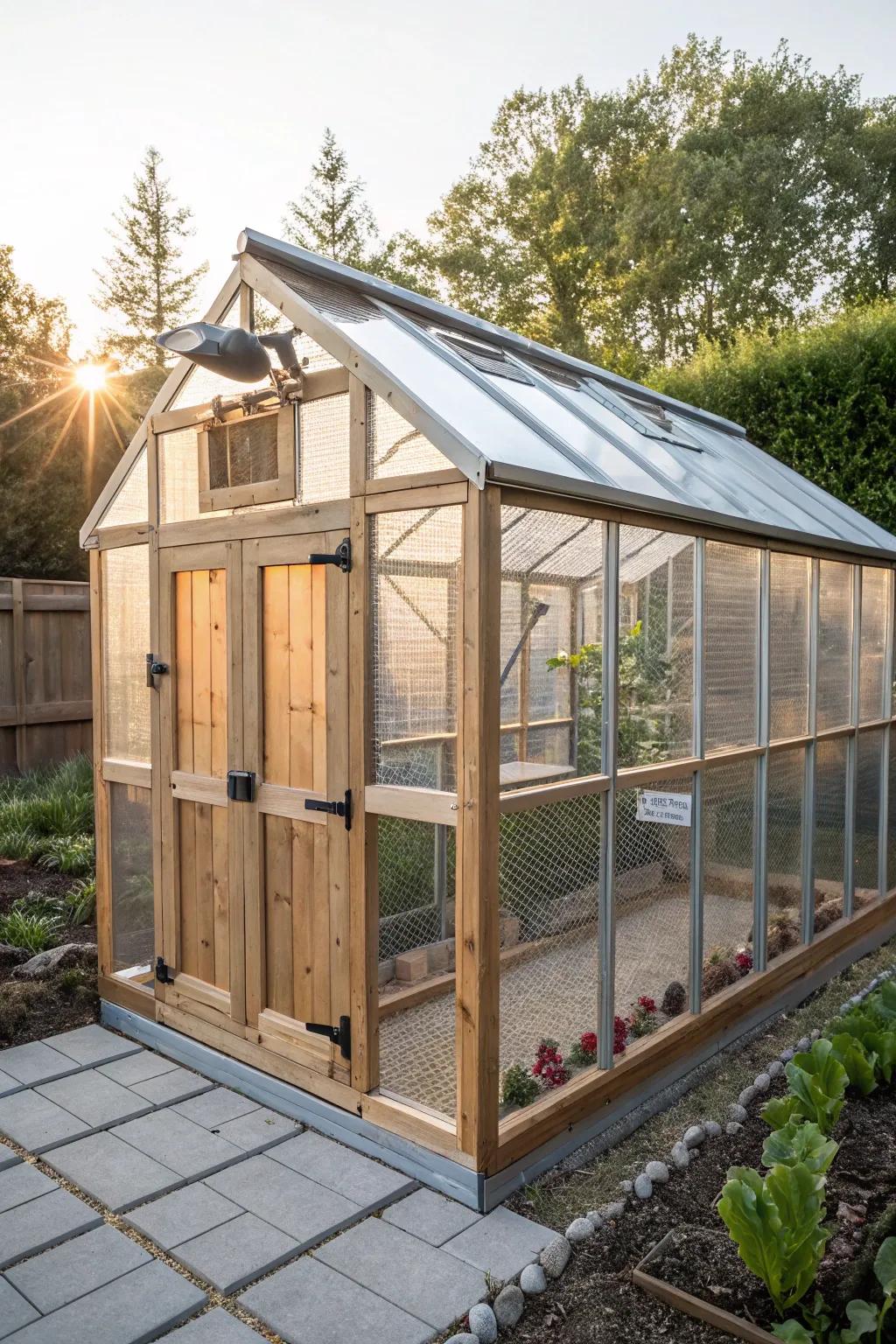 Illuminate your backyard with a greenhouse-style coop that combines craftsmanship and warmth.