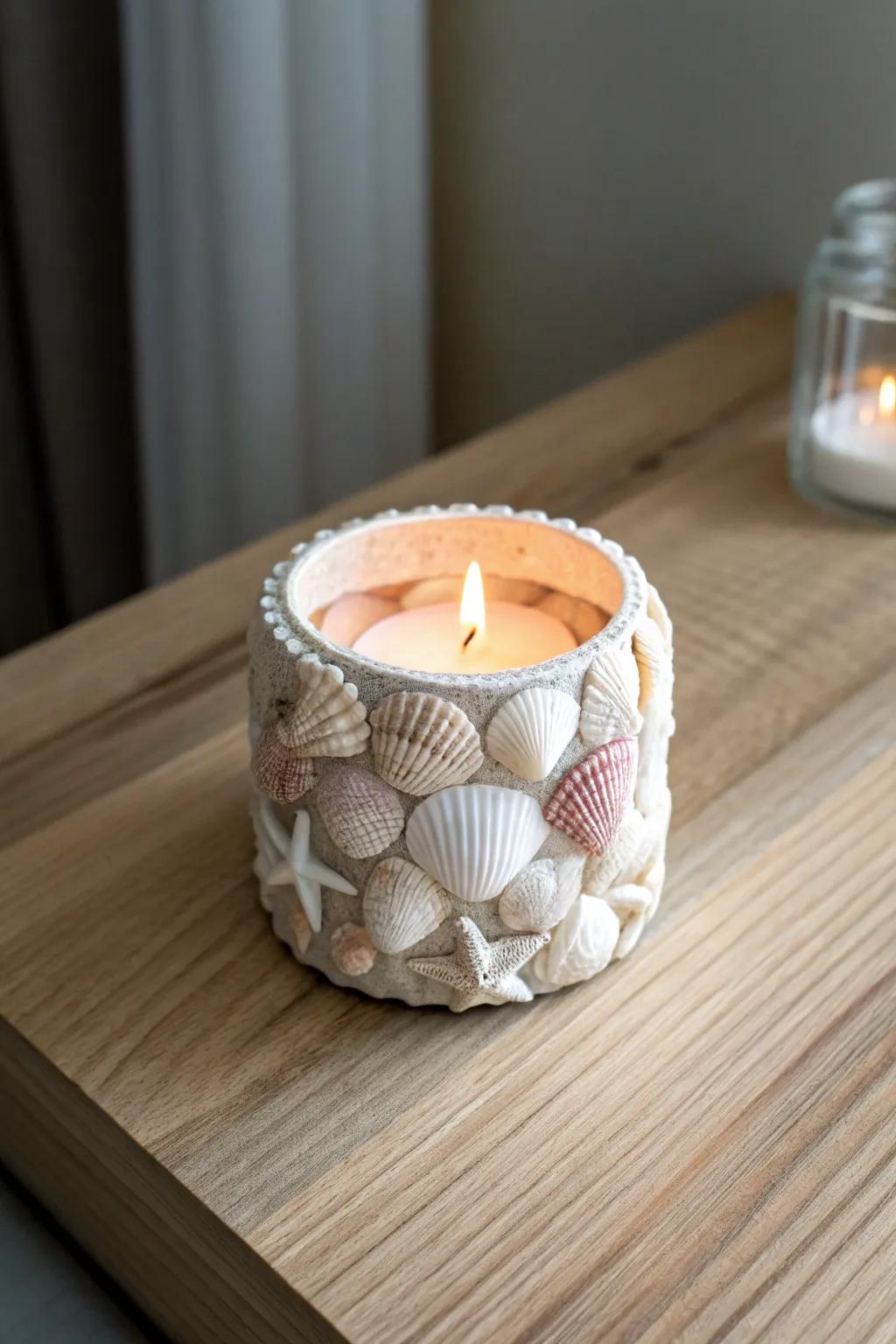 Bring the serene beauty of the coast to your home with these elegant shell-adorned candle holders. 🌊✨ #CoastalVibes #MinimalistDecor