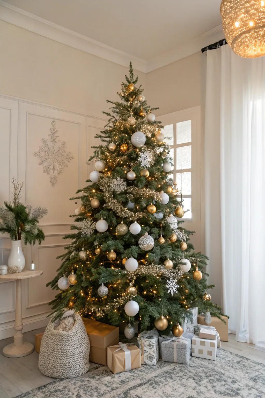 Neutral color schemes offer timeless elegance for your Christmas tree.
