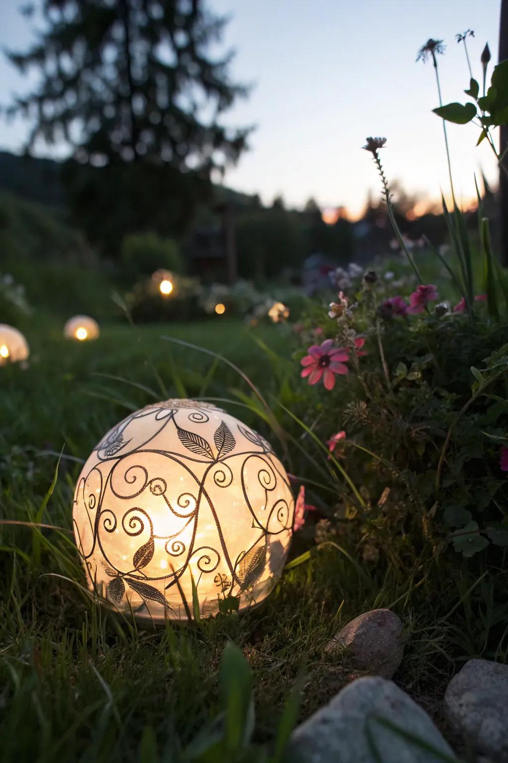 Illuminate your garden with the enchanting glow of handcrafted orbs.