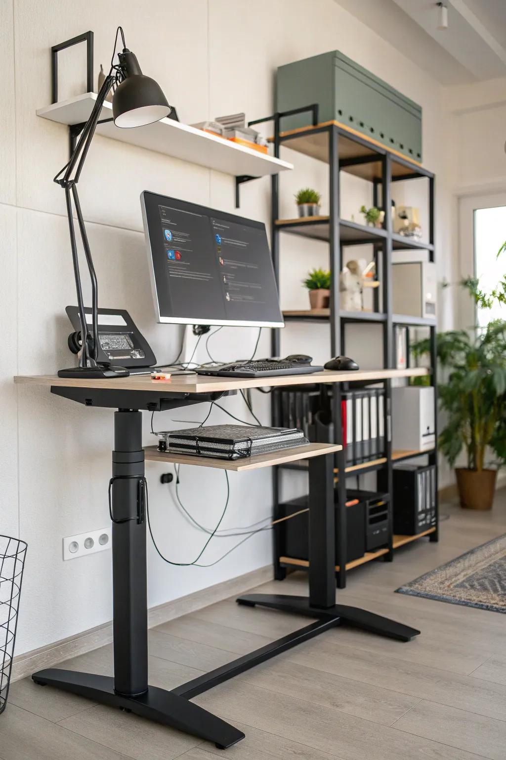Neatly managed cables for a clean and efficient workspace.