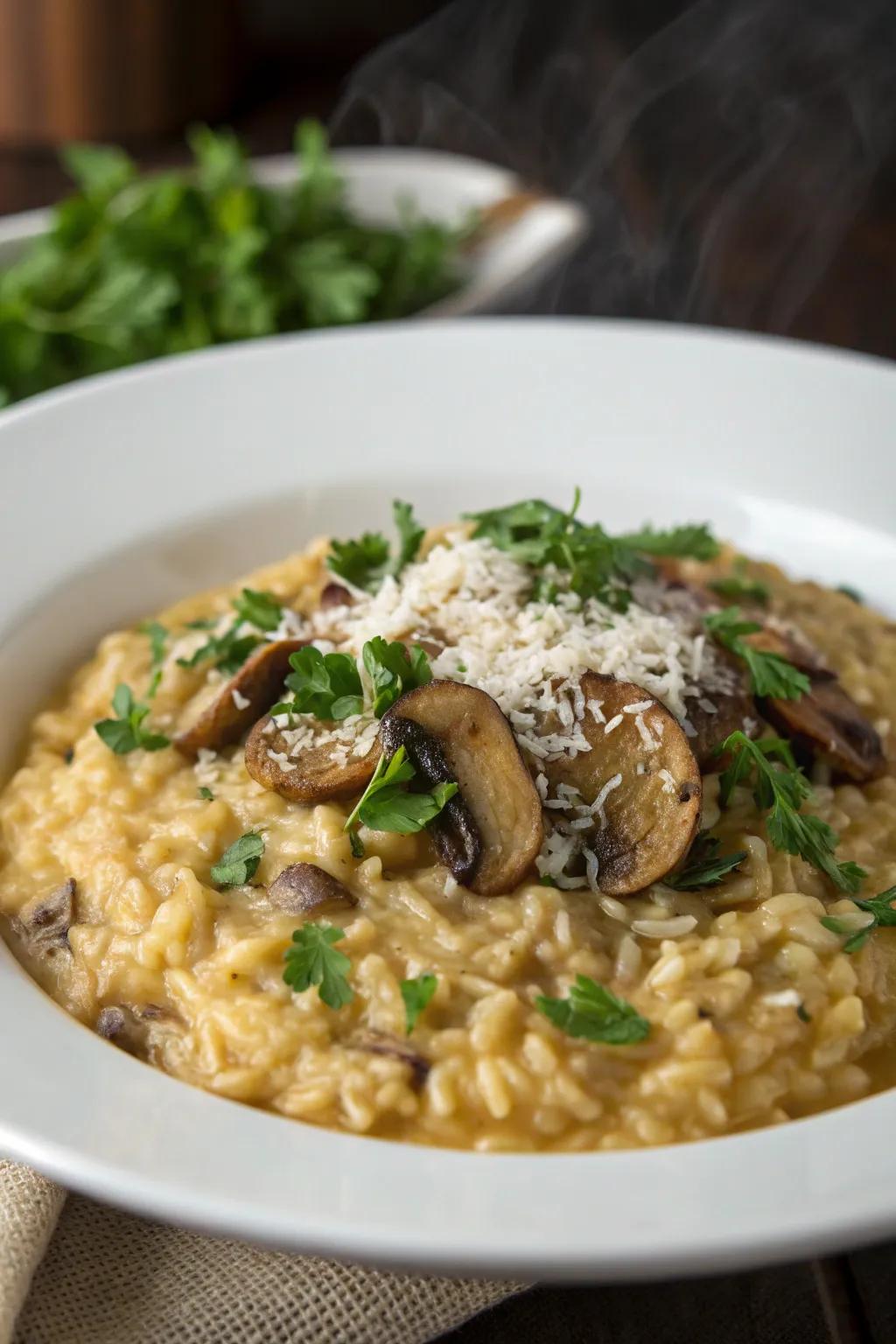 Creamy mushroom risotto, a comforting classic.