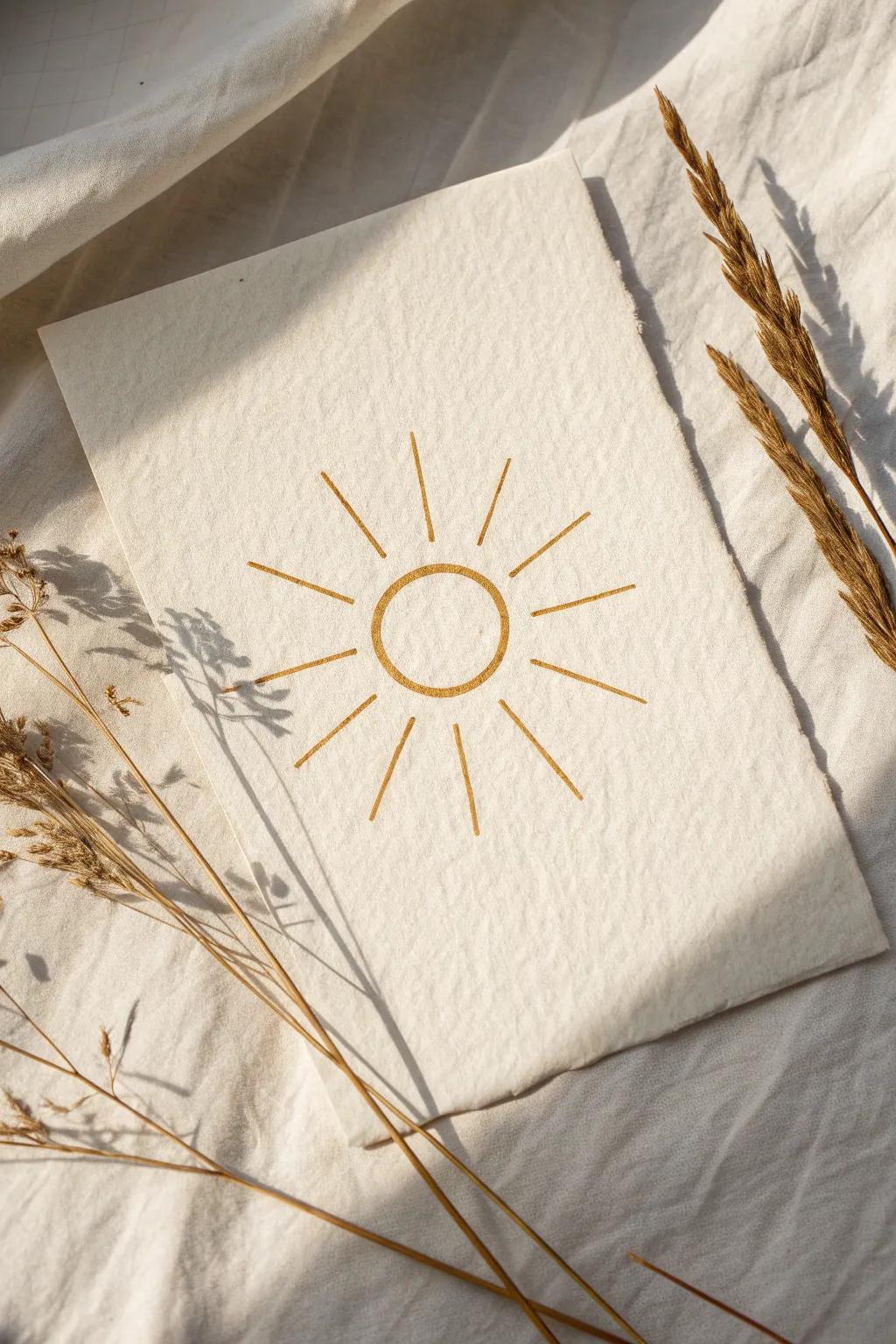 Embrace simplicity with this minimalist sun design, a perfect touch of warmth for any art corner.