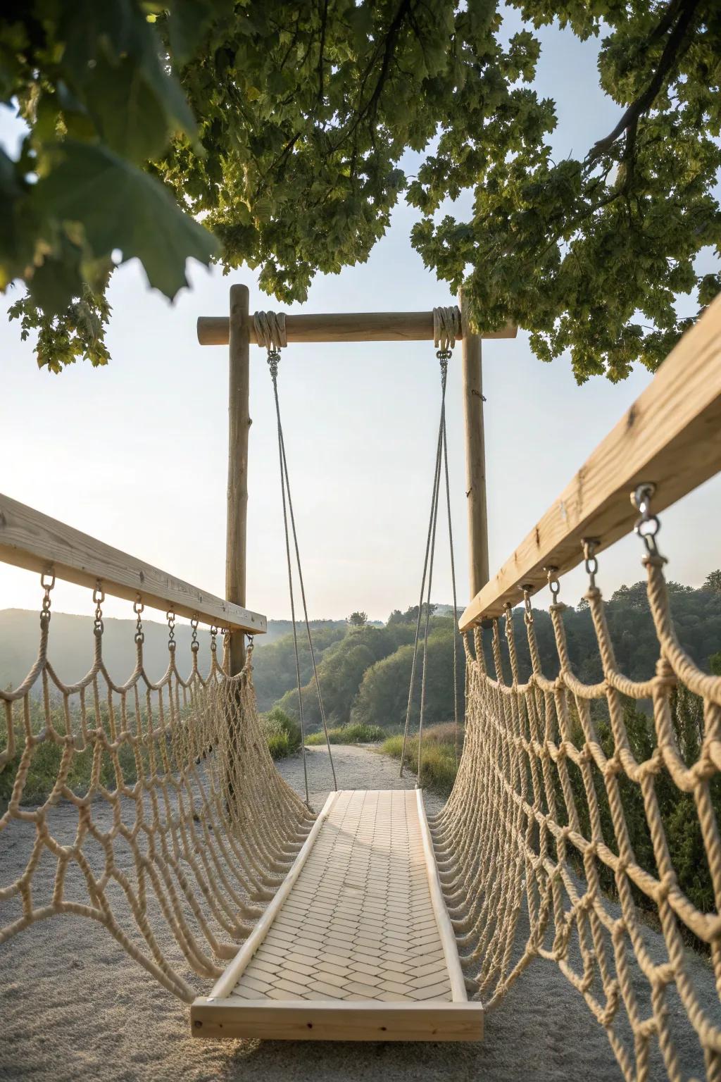 Embrace the thrill of adventure with a charming rope bridge—where minimalist design meets playful exploration.