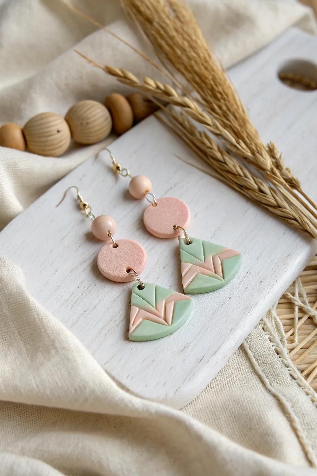 Crafted elegance: Minimalist clay earrings with a boho twist.
