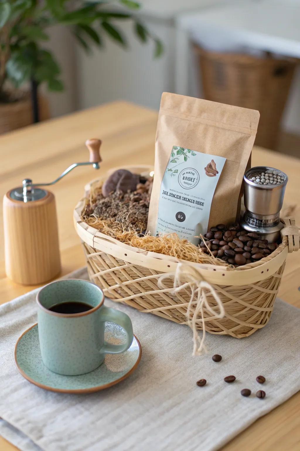 Awaken the senses with a Coffee Lover's Delight basket, where simplicity meets elegance in every cup.