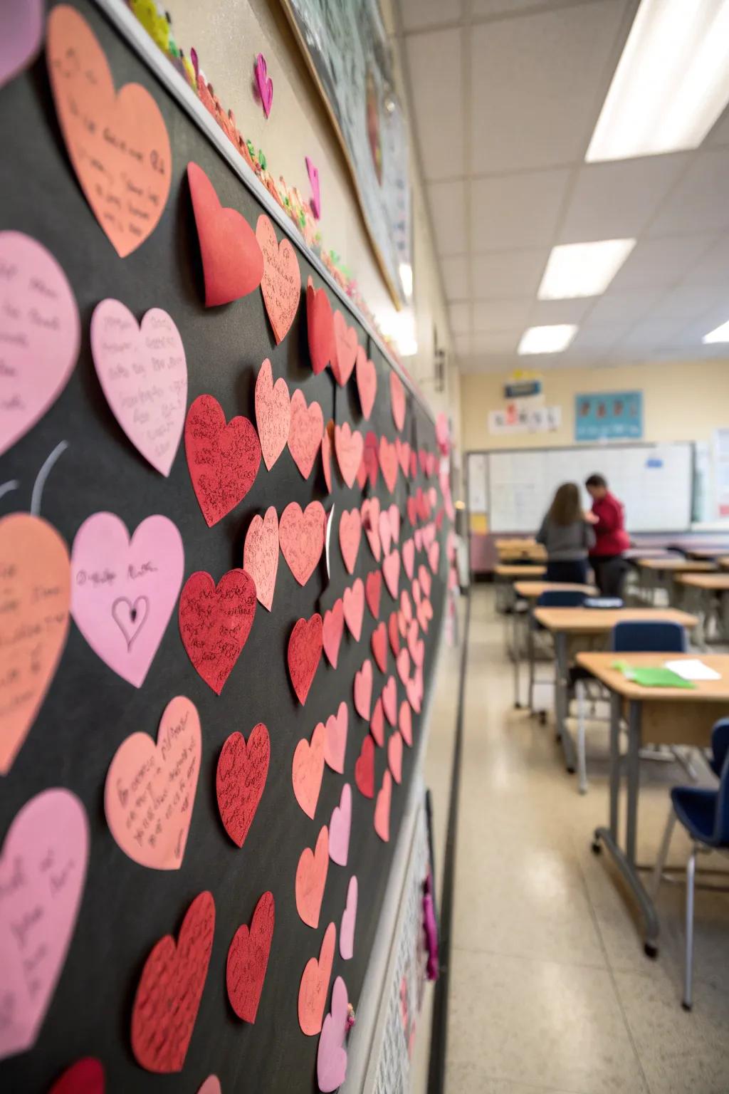 An interactive board for sharing love and kindness among students.