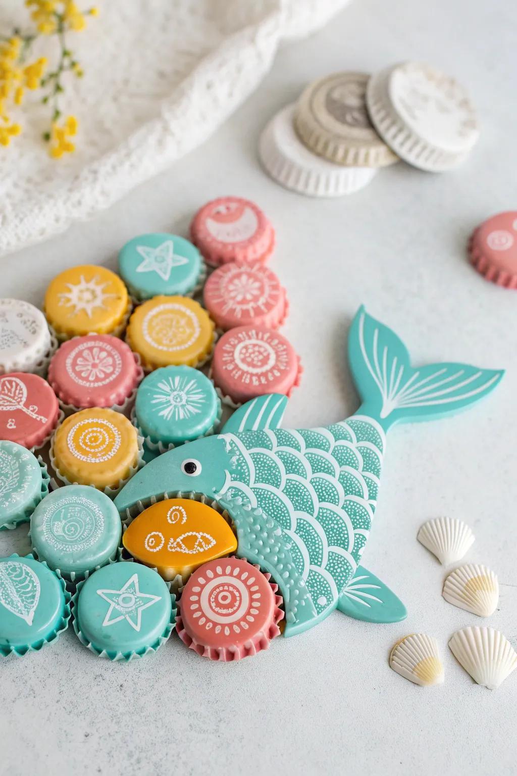 Transform bottle caps into charming fish decorations—where Scandinavian elegance meets bohemian flair.