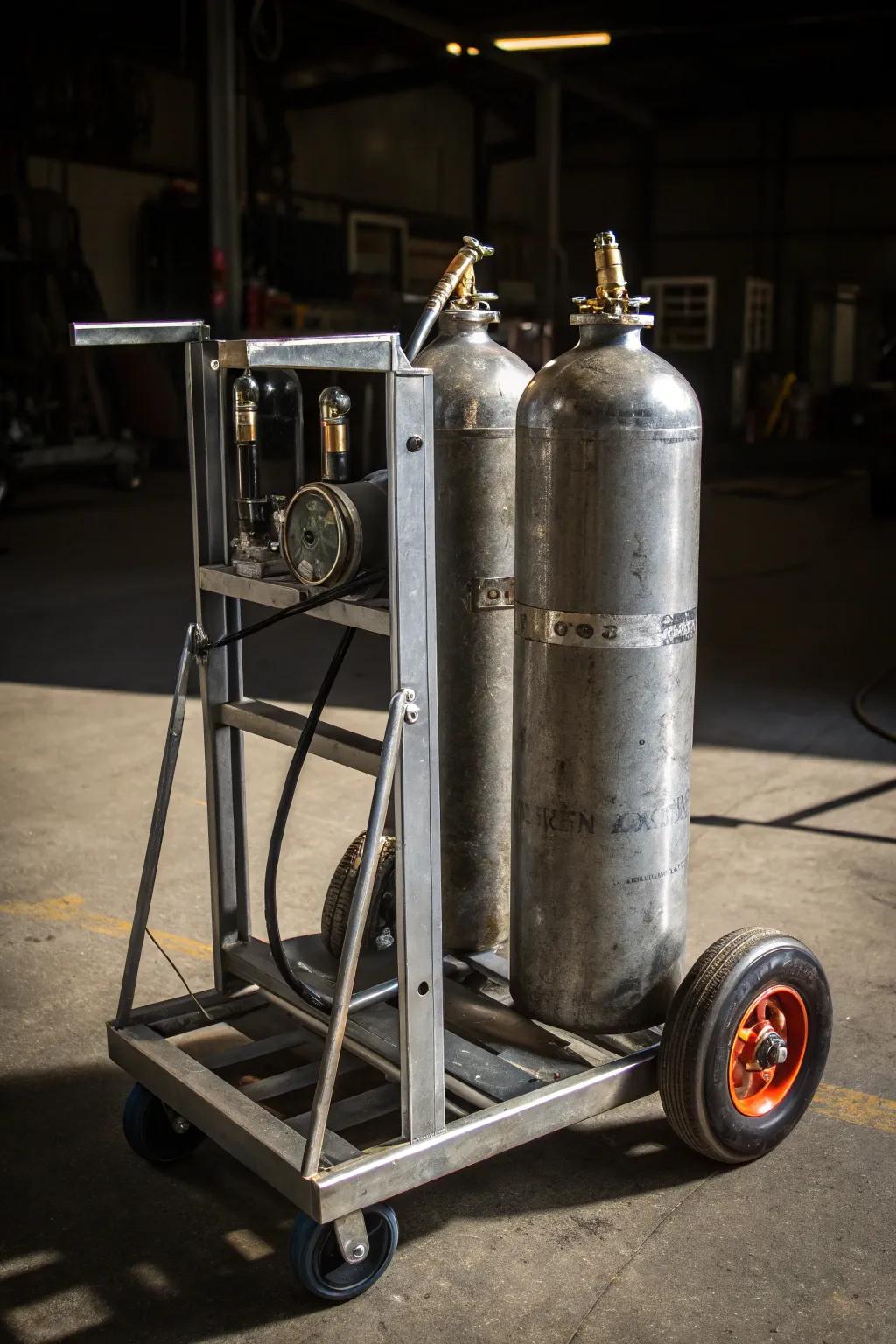 Streamline your projects with this expertly crafted dual gas cylinder holder—where precision meets practicality.