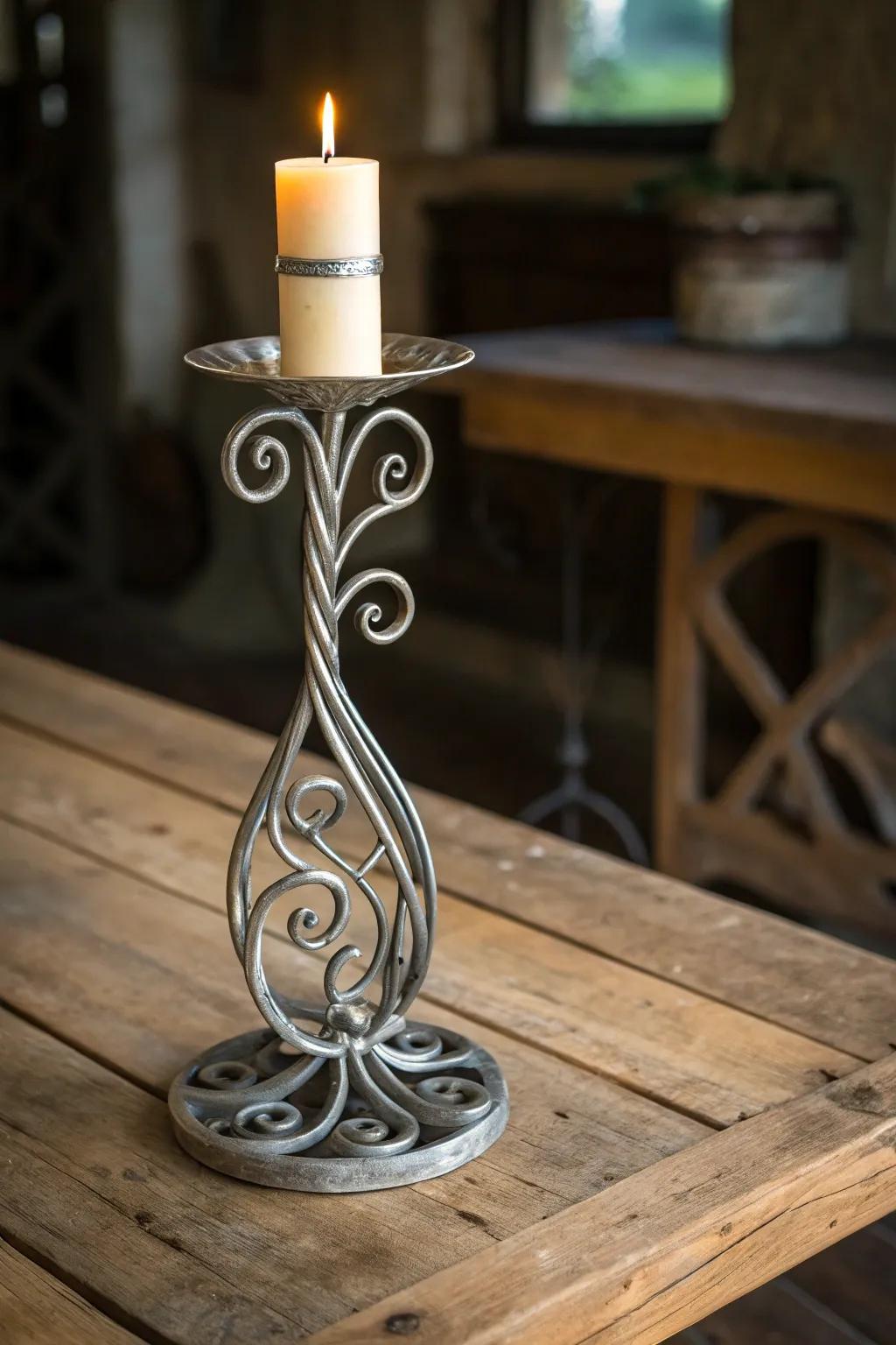 Illuminate your space with craftsmanship: A stunning metal candle holder, where art meets functionality.