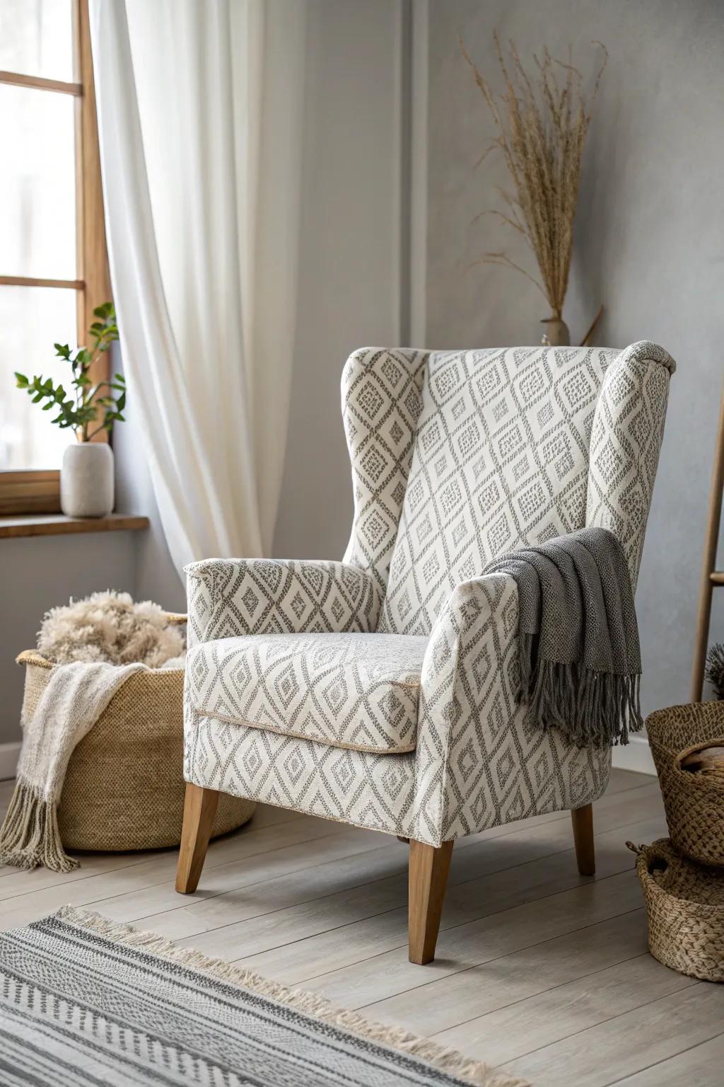 Elevate your space with the sophisticated charm of geometric upholstery.