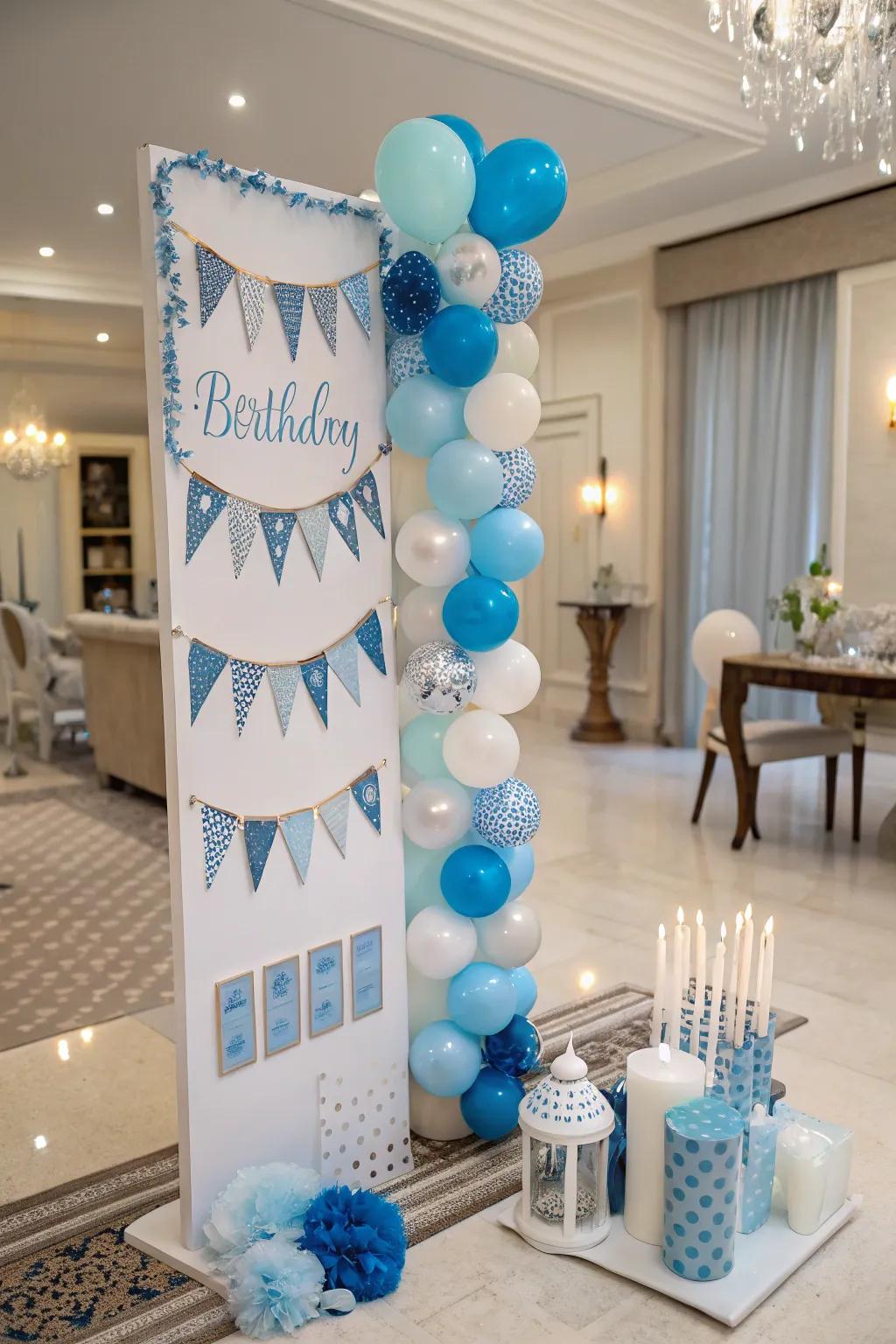 Capture the peaceful ambiance of winter with a blue and white palette.
