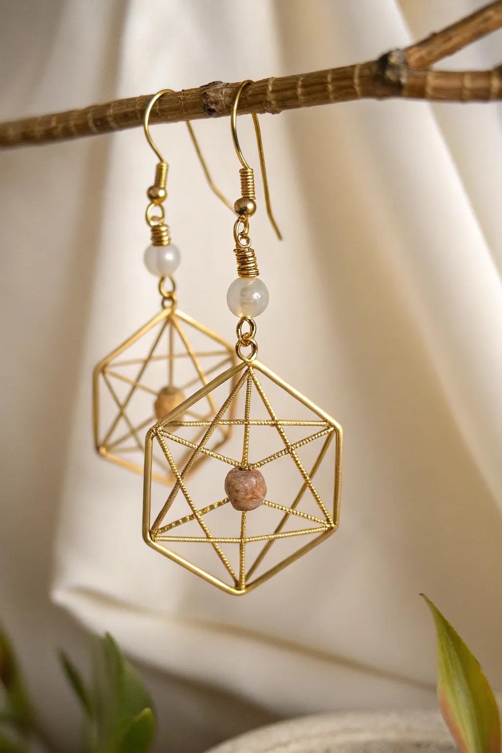 Elevate your style with these stunning geometric wire earrings – a perfect blend of modern minimalism and boho charm.