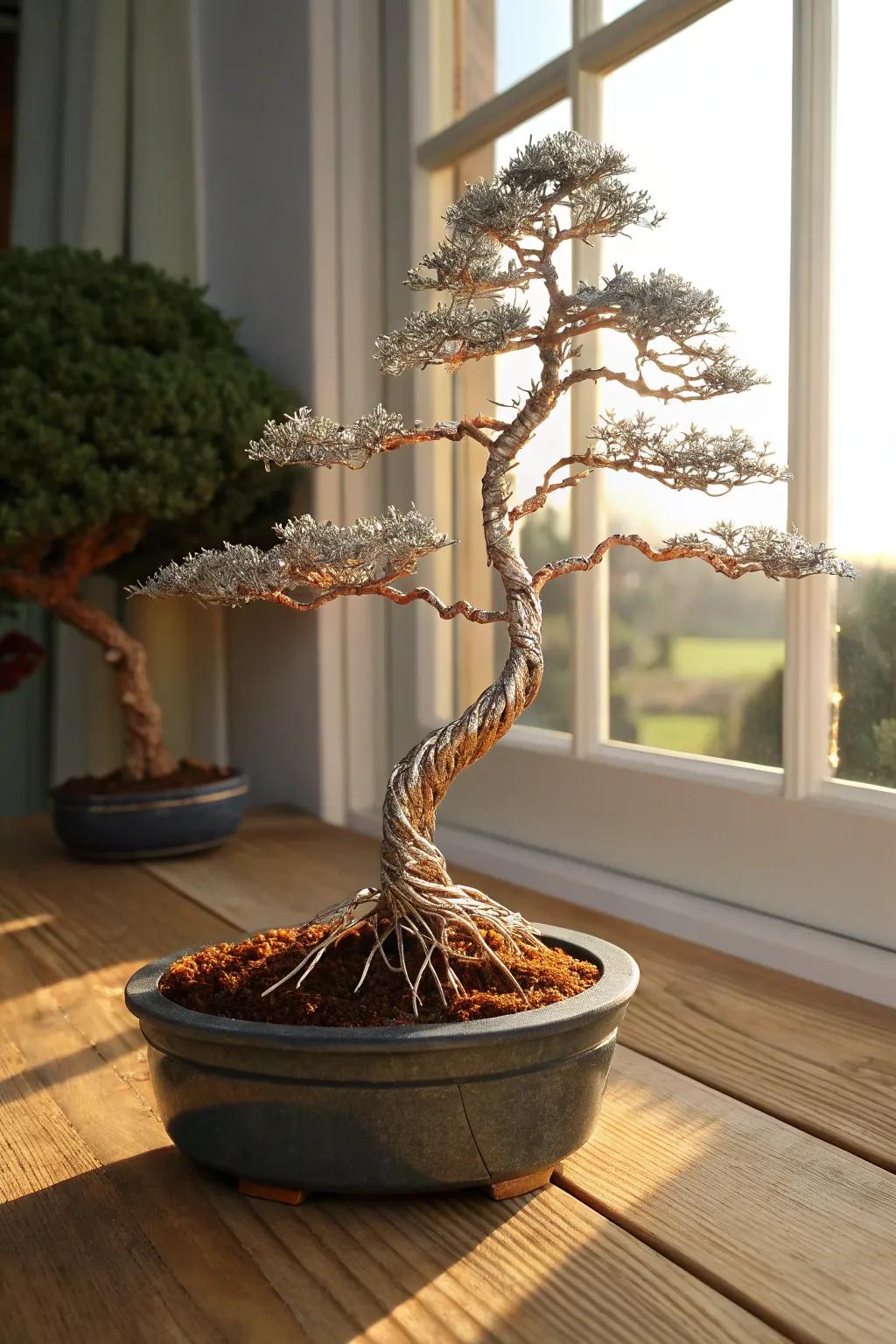 Nature's Elegance: A Wire Bonsai Bringing the Outdoors In