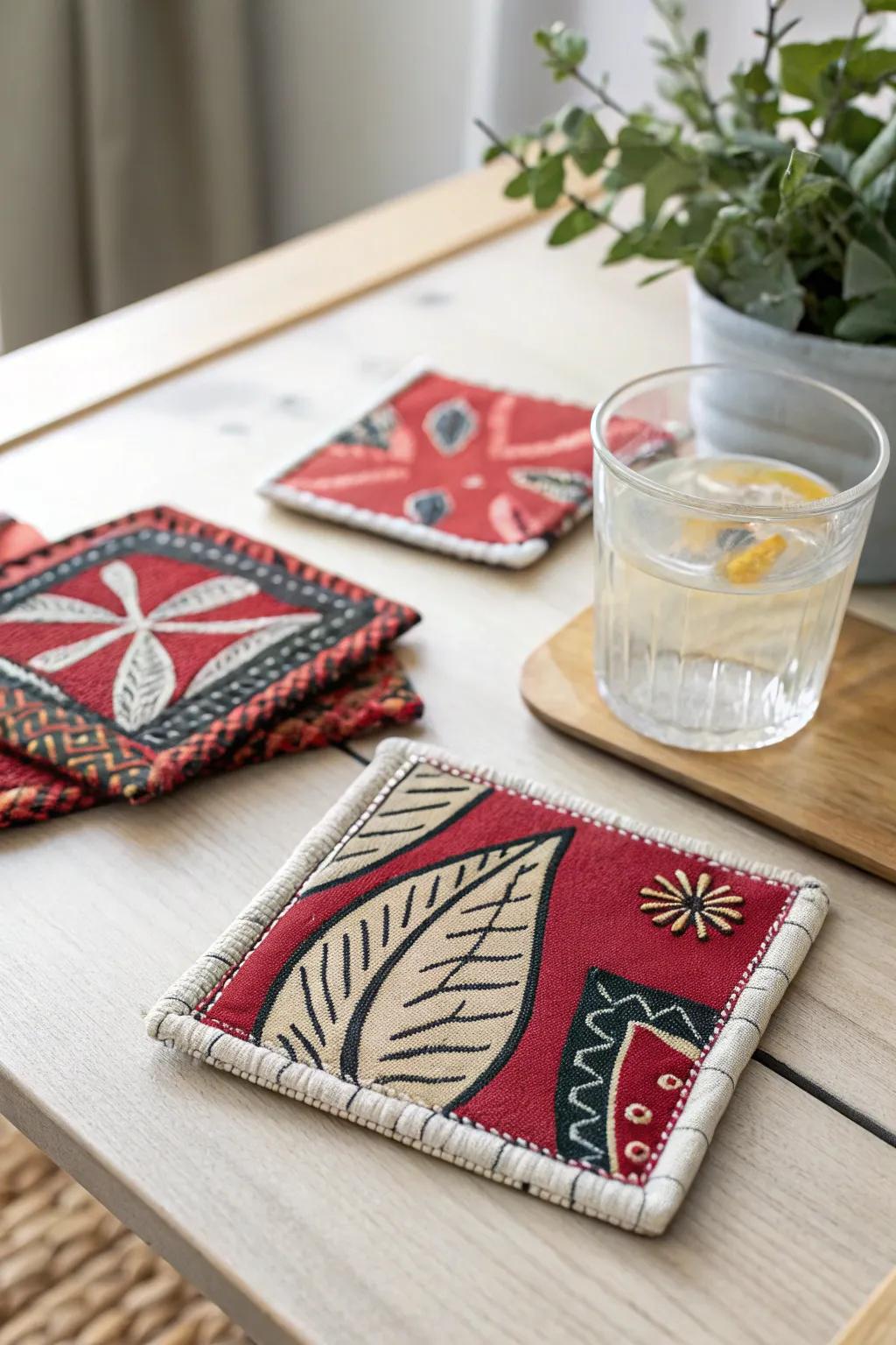 Elevate your table setting with these chic, handcrafted fabric coasters!