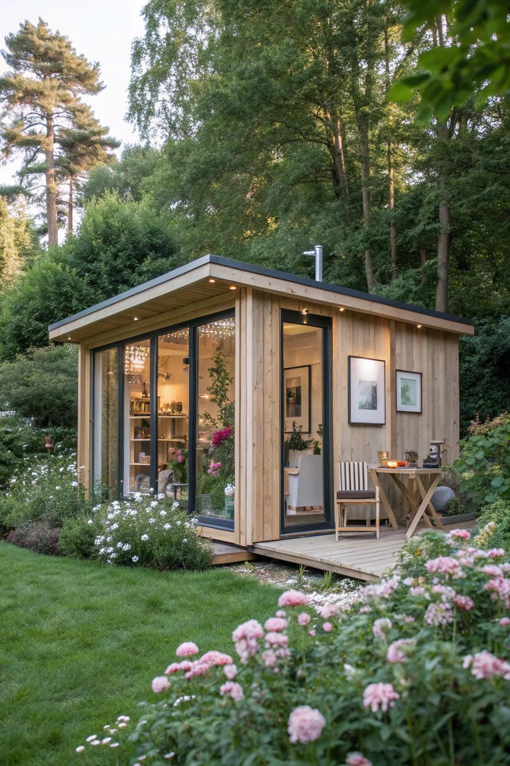 Find your muse in a serene garden studio, where art meets nature.