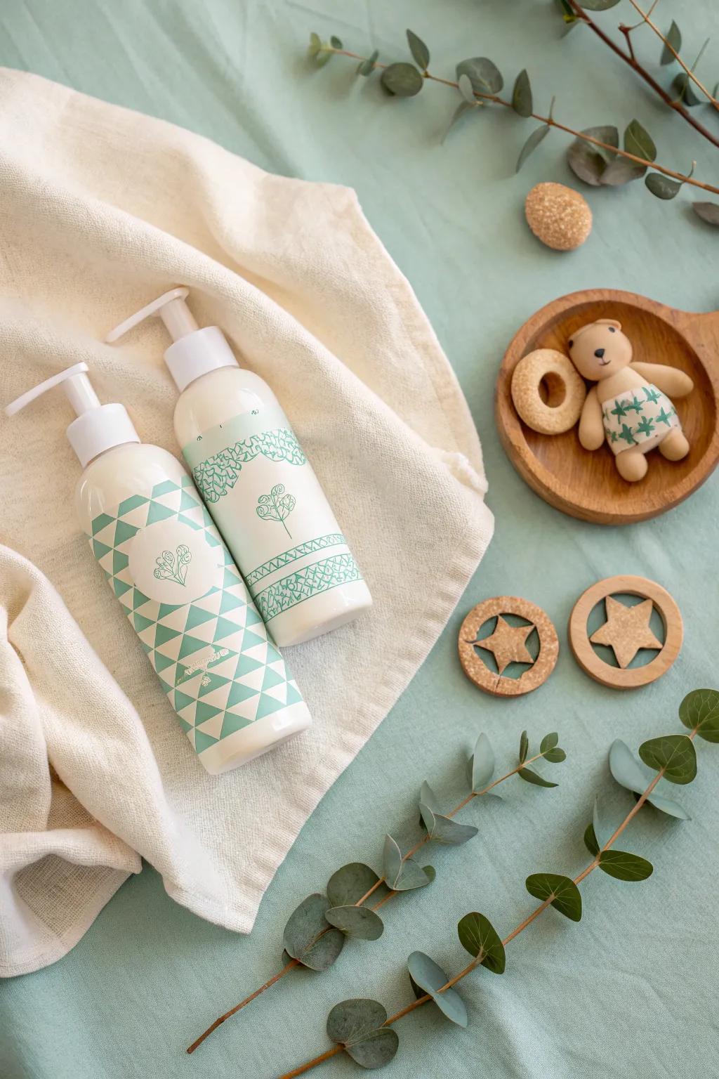 Nurture with Nature: Baby's gentle grooming essentials in a chic Scandinavian style.