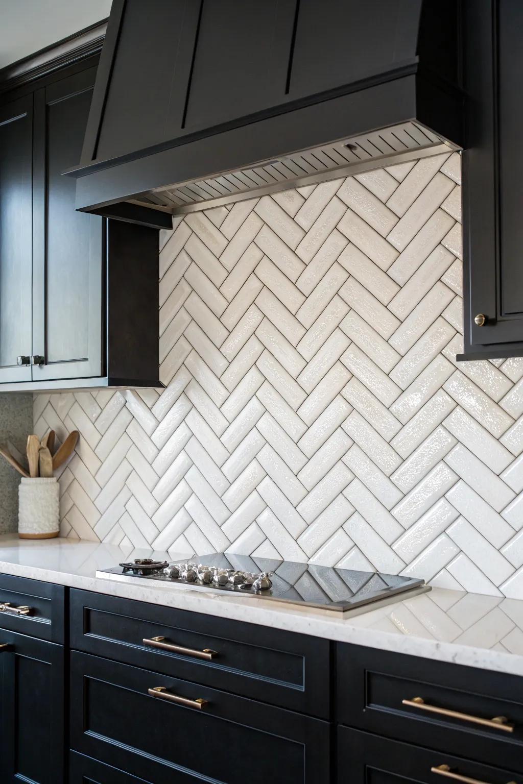 Herringbone patterns create a dynamic and visually appealing backdrop.