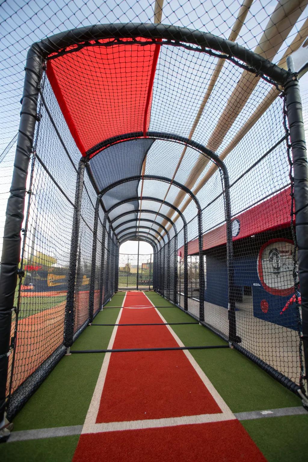 Step up your game with this sleek, tunnel-vision batting cage—where craftsmanship meets performance.