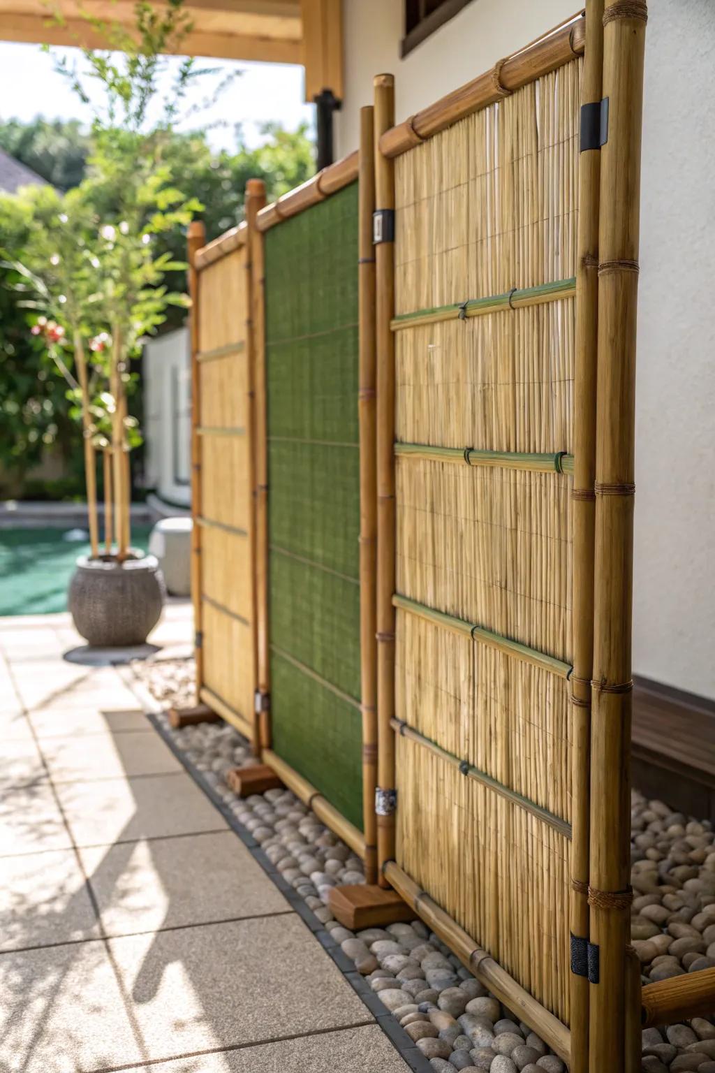Elevate your patio with the natural elegance of a bamboo privacy screen.