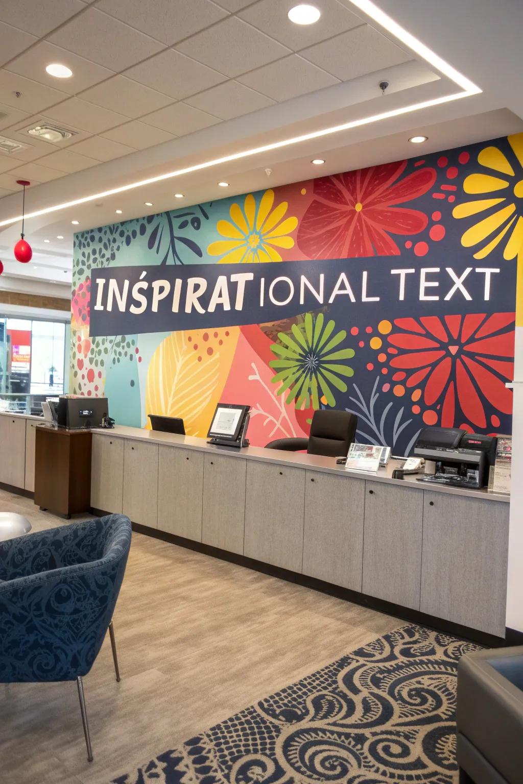 Wall art adds personality and communicates bank values.