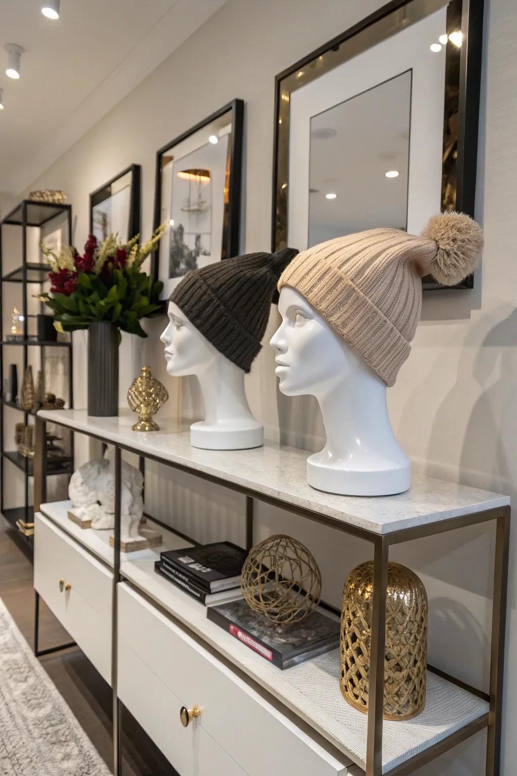 Mannequin heads add a lifelike dimension to your beanie display.