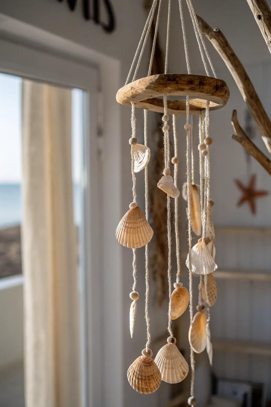Bring the serene beauty of nature indoors with this elegant, handcrafted windchime.