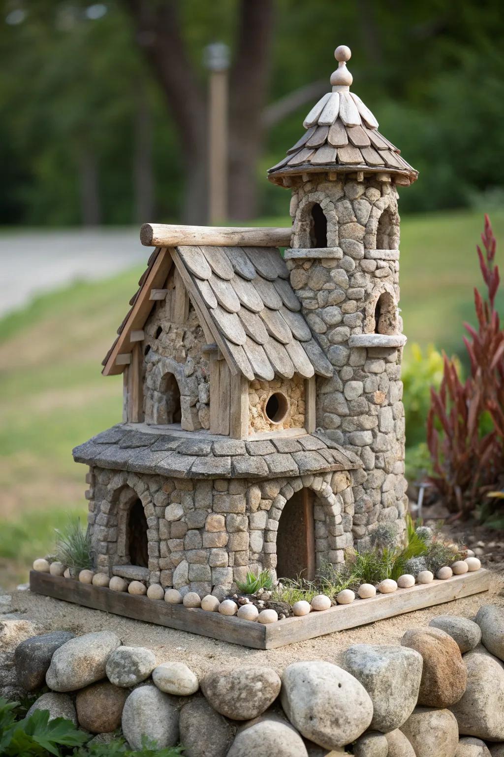 Create an enchanting haven for your feathered friends with a Stone Castle Birdhouse—a perfect blend of nature and craftsmanship!