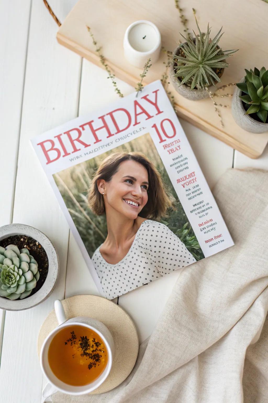 Make her day unforgettable with a personalized magazine cover card!