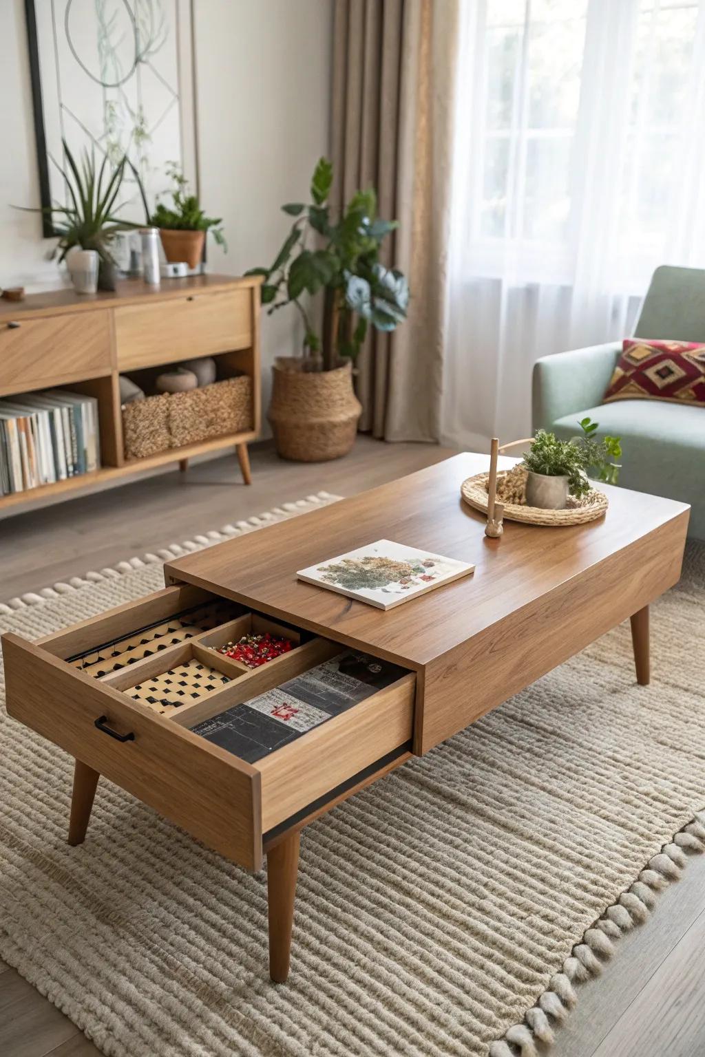 Elevate your space with a coffee table that marries style and storage. Discover the art of hidden organization!