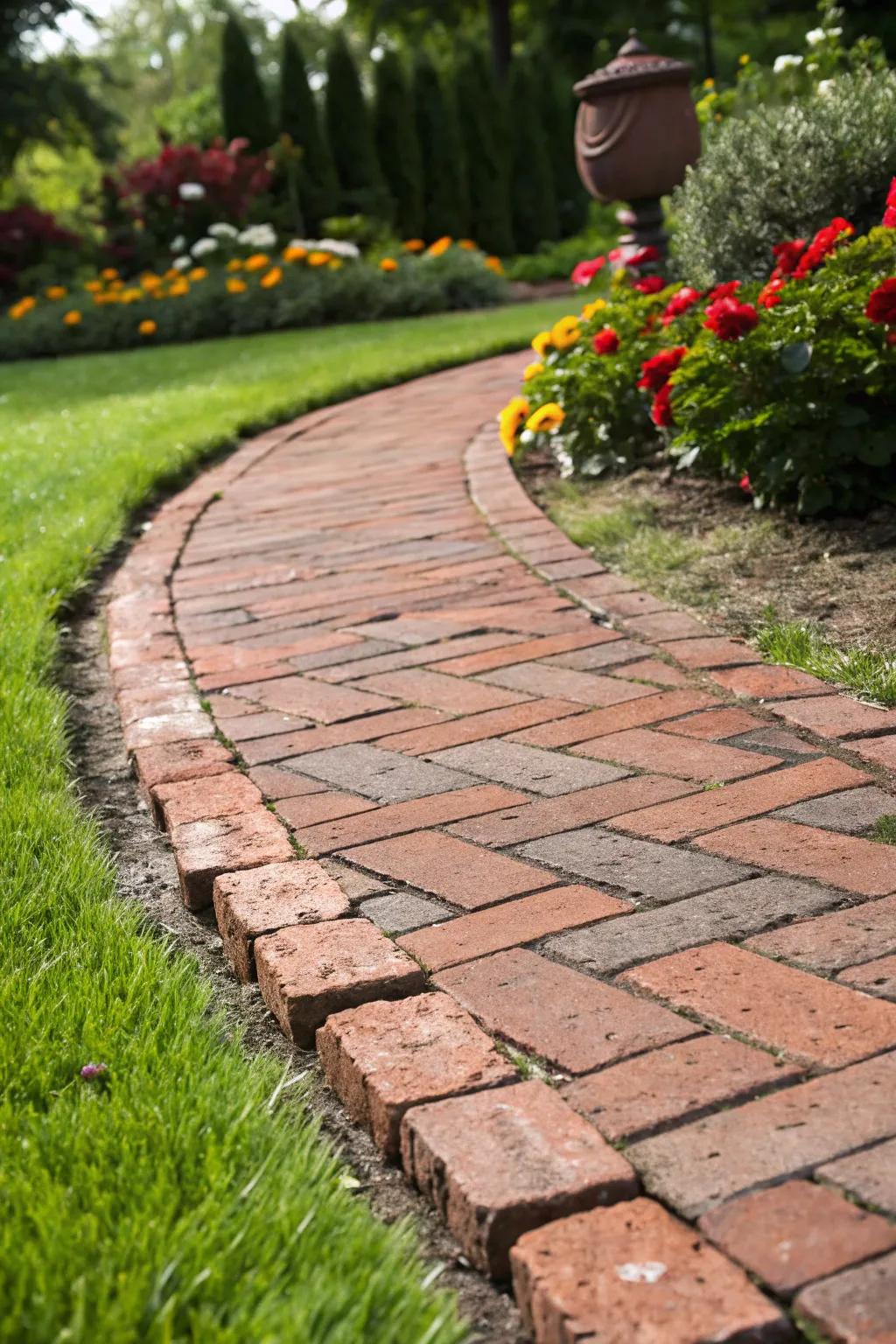 Seamless Elegance: Experience the art of craftsmanship with flush brick pathways.
