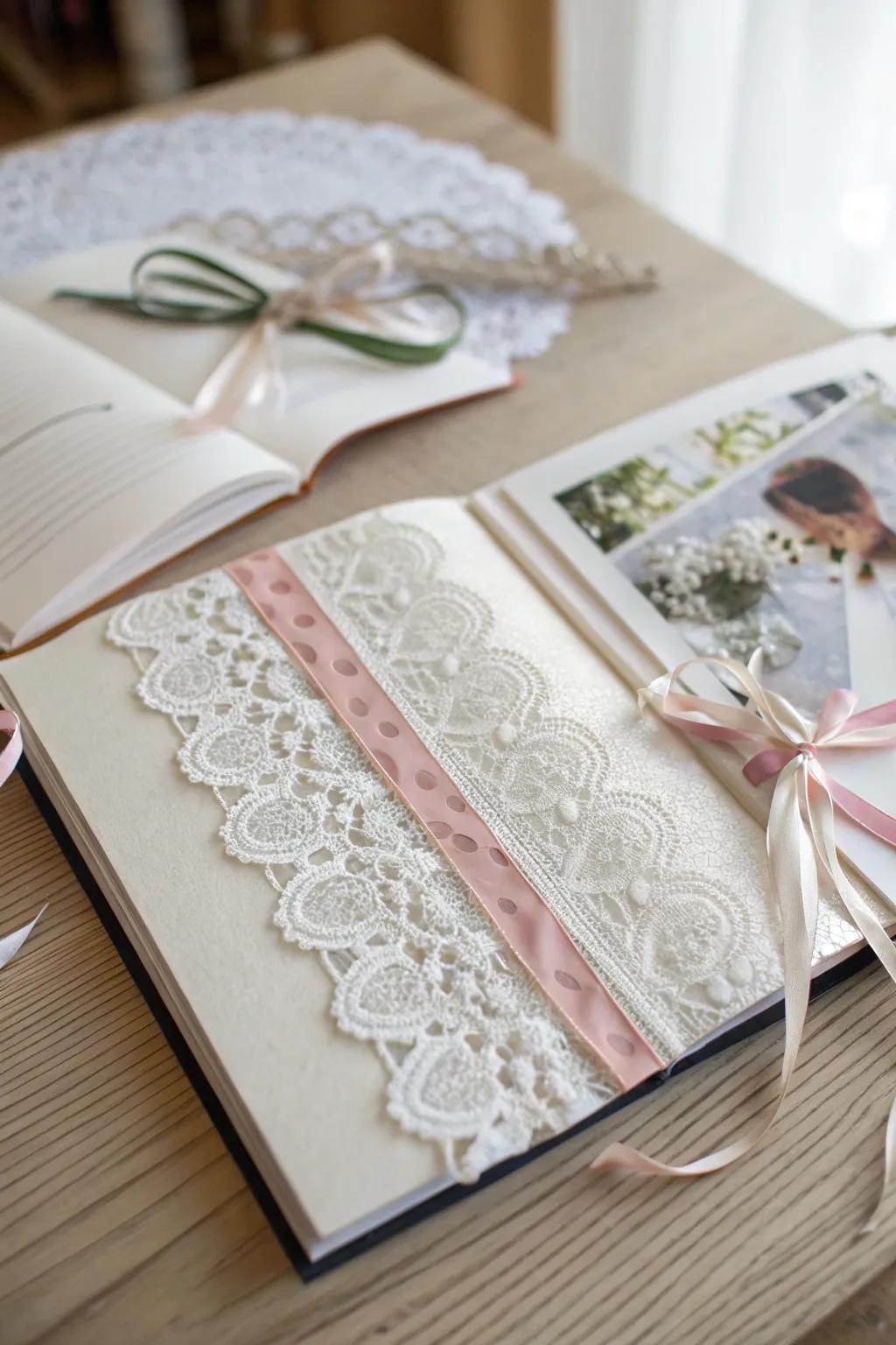 Capture the essence of your special day with ribbons and lace, turning memories into a timeless keepsake.