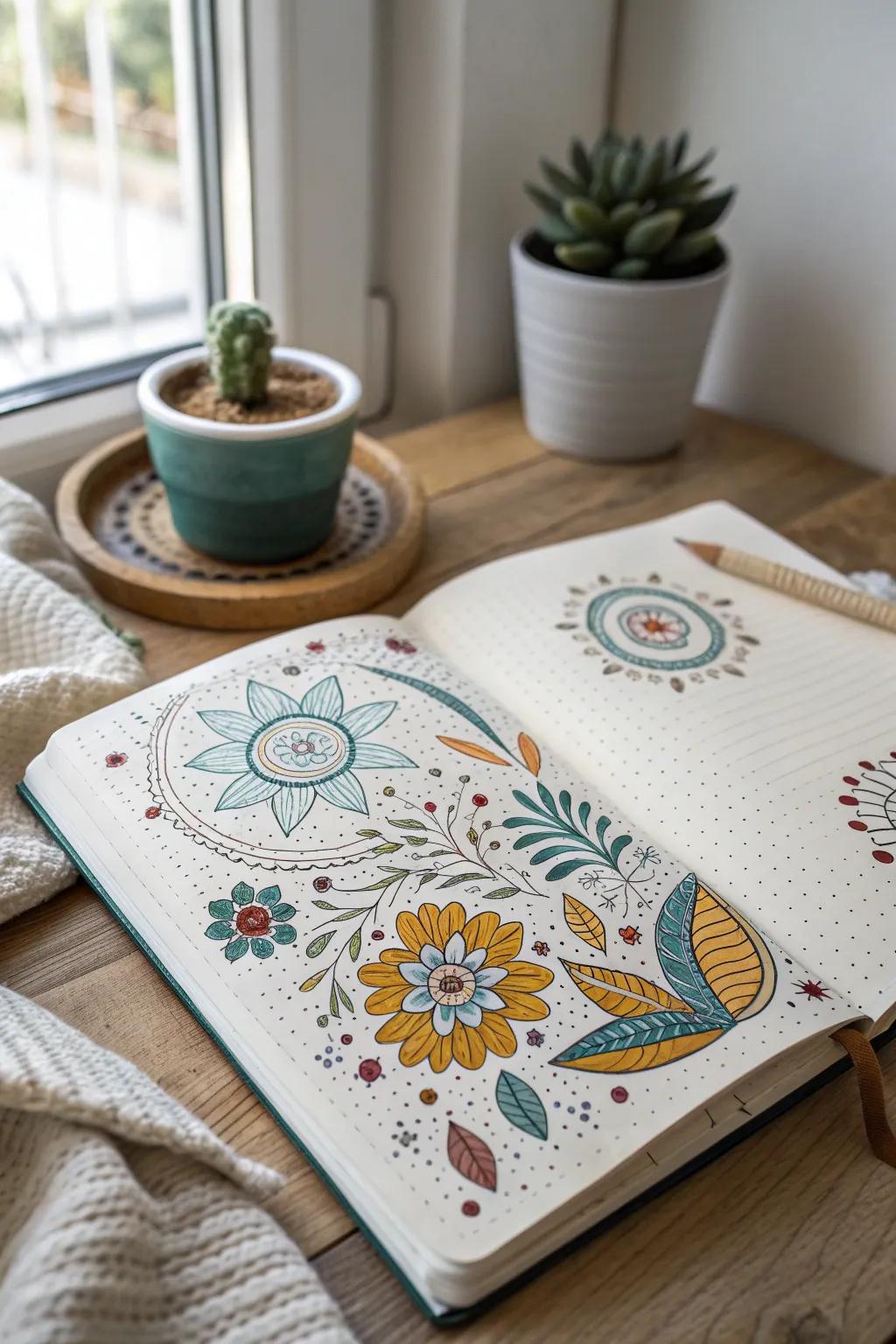 Unleash your creativity with exquisite doodles and decorations that make your bullet journal uniquely yours. 🌿✍️ #BulletJournalInspiration #ScandiBohoStyle