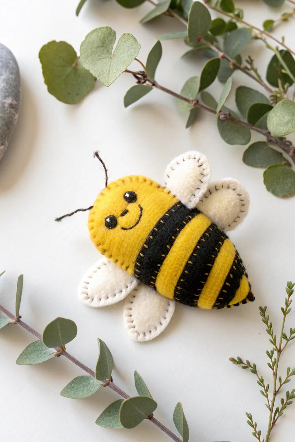 Charming Felt Bumble Bee Plushie: A delightful blend of simplicity and boldness, perfect for adding a handcrafted touch to any space.