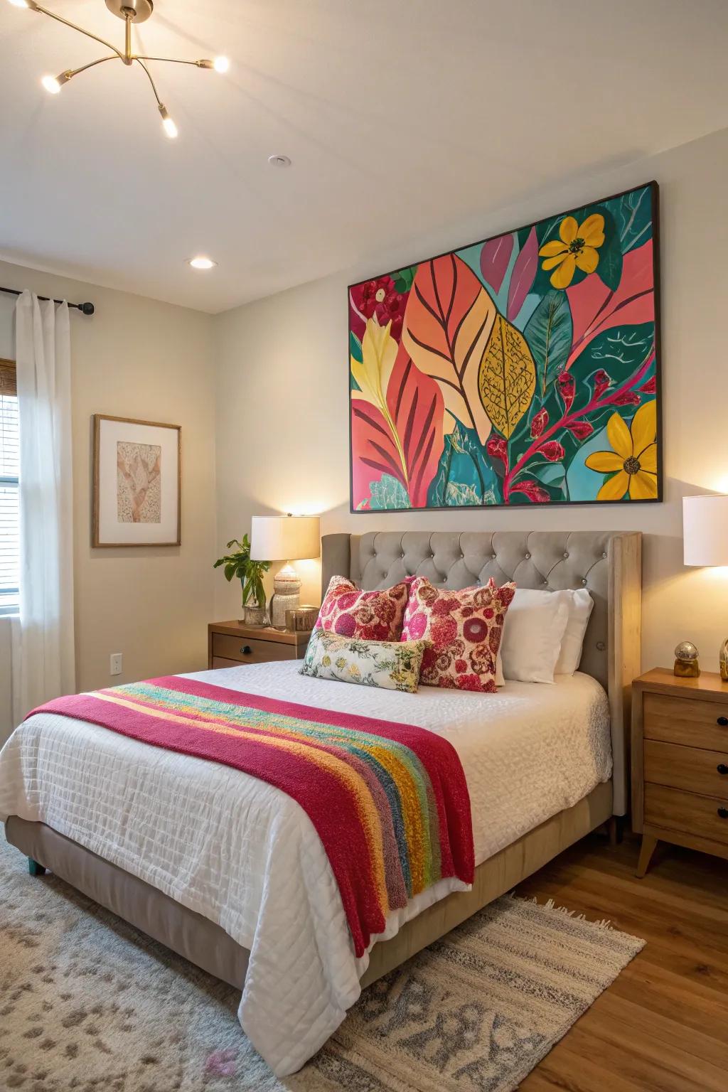Liven up your space with a colorful canvas painting.