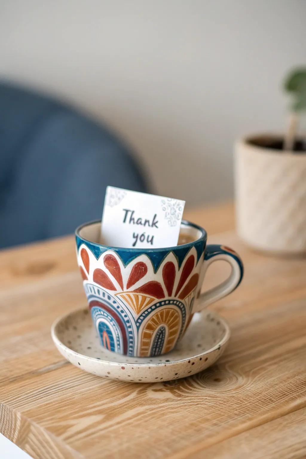Celebrate your teacher with a heartfelt coffee cup card - a blend of gratitude and style!