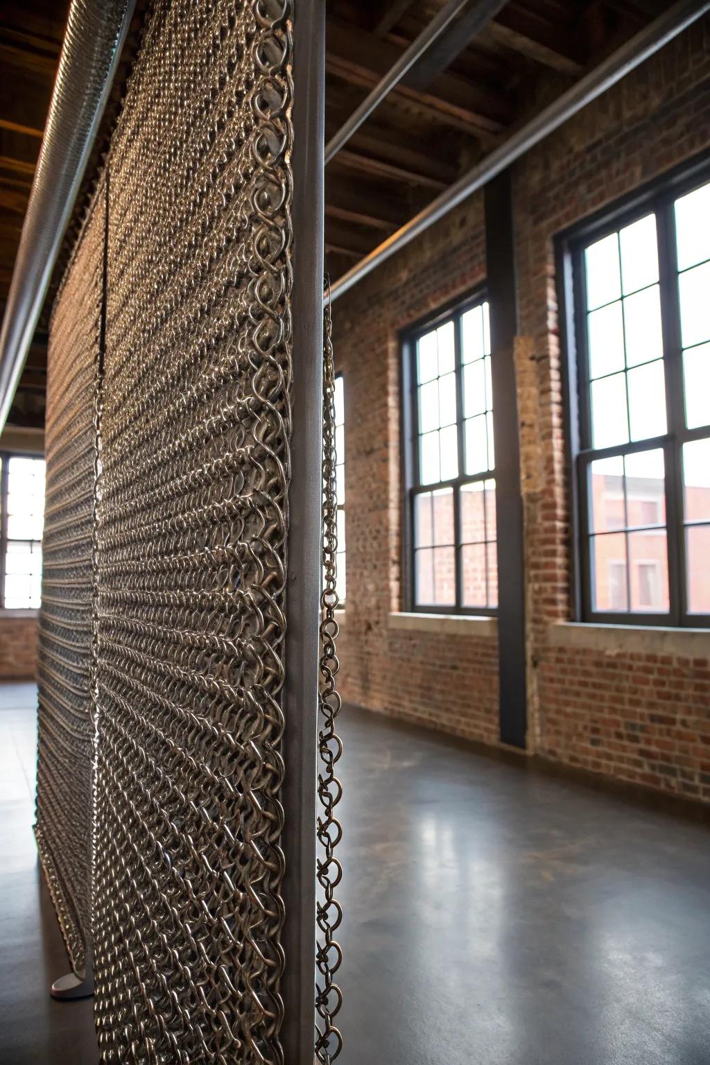 Elevate your space with the timeless craftsmanship of a chainmail room divider.