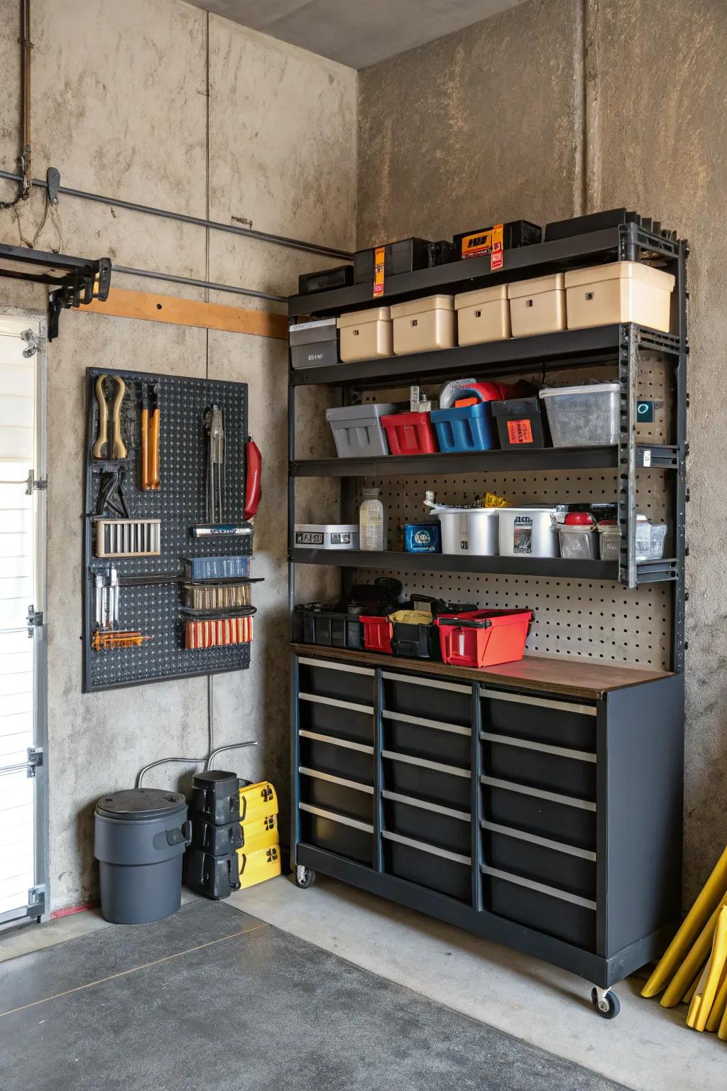 Open shelving ensures everything is within arm’s reach.